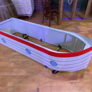 White Wood Shoulder Boat Set with Waves   CUR-03